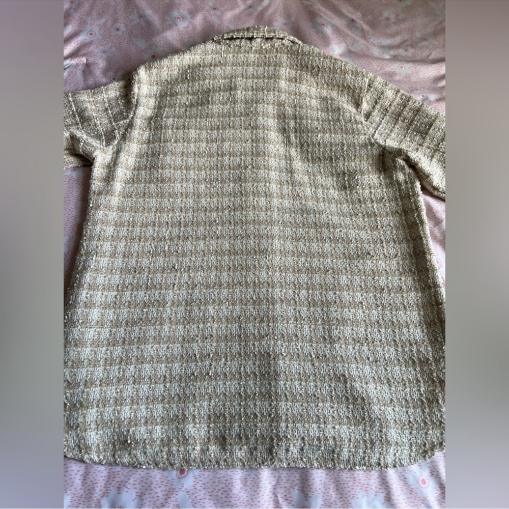BB DAKOTA STEVE MADDEN Tweed Nevermind Boucle Snap Shirt Jacket Cream Tan Med - Picture 13 of 15